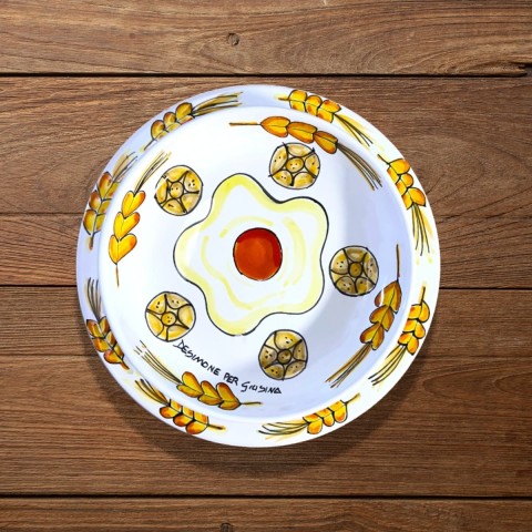Sicilian handmade plate Plate De Simone for Giusina Bread in the Egg Sicilian handmade plate Plate De Simone for Giusina Bread in the Egg